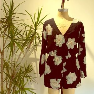 Black floral romper